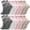 Gray, Pink, White, variant on Bocaoying Girl Cotton Athletic Crew Socks, Retro Stripe Patterns, 8 Pairs, Ages 3-12
