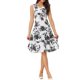 thumbnail image 4 of Conjunto de vestido y chaqueta de 2 piezas INSPIRE CHIC para mujer, vestido sin mangas de gasa con estampado floral y conjunto de chaqueta con panel de contraste, azul marino, XL, 4 of 6