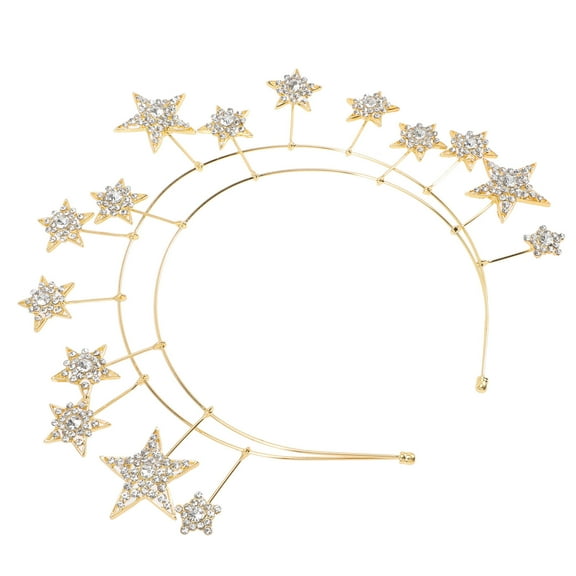 Raindrops Elegant Star Headband Crown Hairband Party Accessory Golden Alloy Decorative 1 Piece
