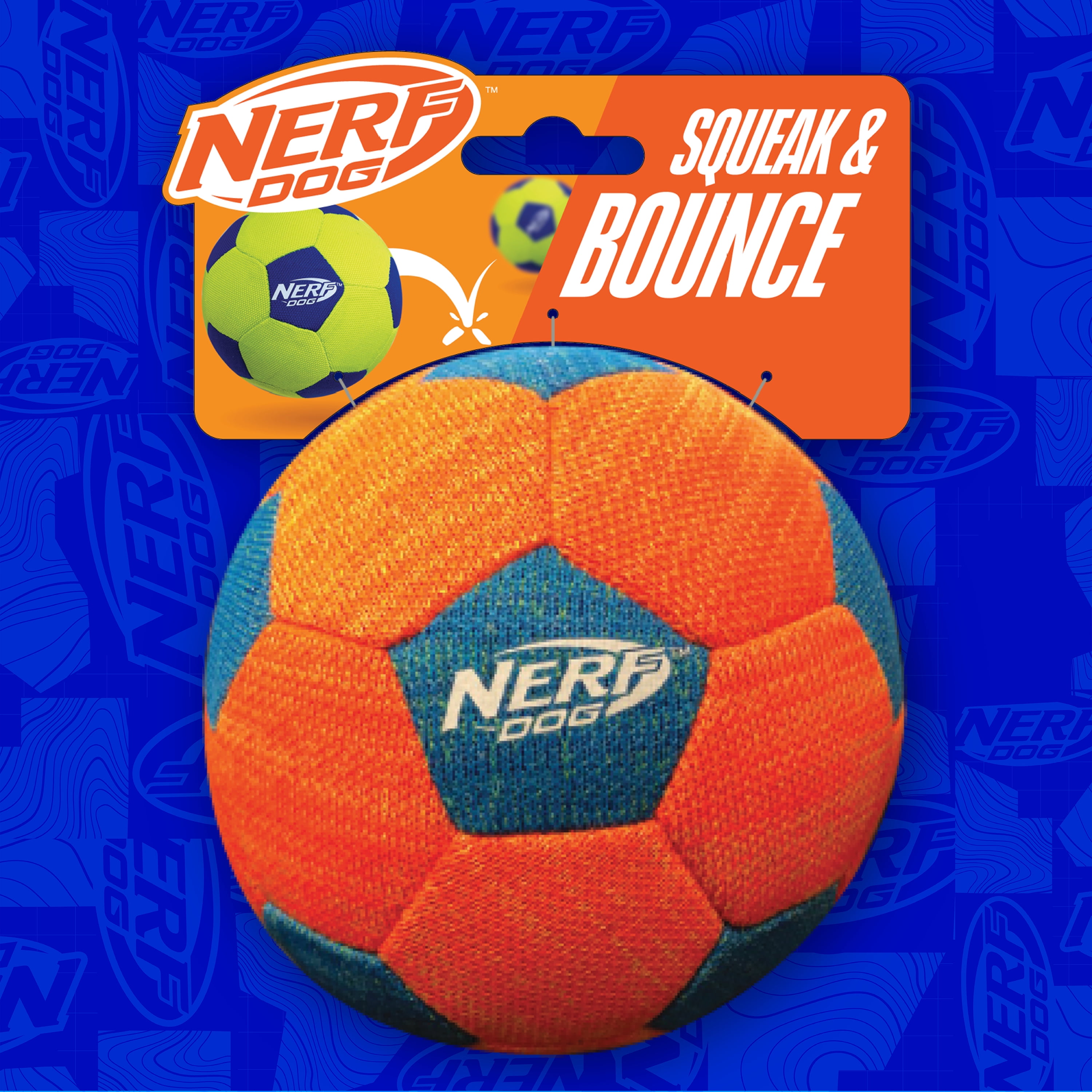 (2 pack) Nerf Dog X-Weave Squeak Soccer Ball for Large Dogs