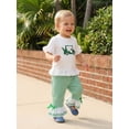 thumbnail image 4 of Loicainy Toddler Kid Girl Clothes Set 12 18 24 Months 2T 3T 4T 5T Short Sleeve Golf Cart Print T-shirt with Plaid Flare Pants Summer Outfit, 4 of 9