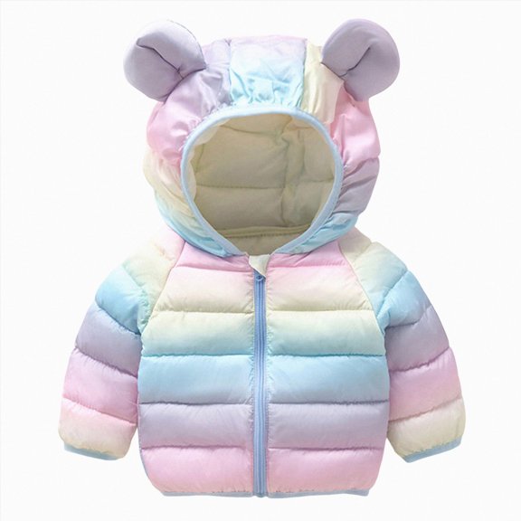 Baby Jacket Hooded Light Winter Coats Bear Ears Zipper Up Down Coats Outwear For Toddler Boys Girls,Bear Ear Winter Coat 5-6 Years
