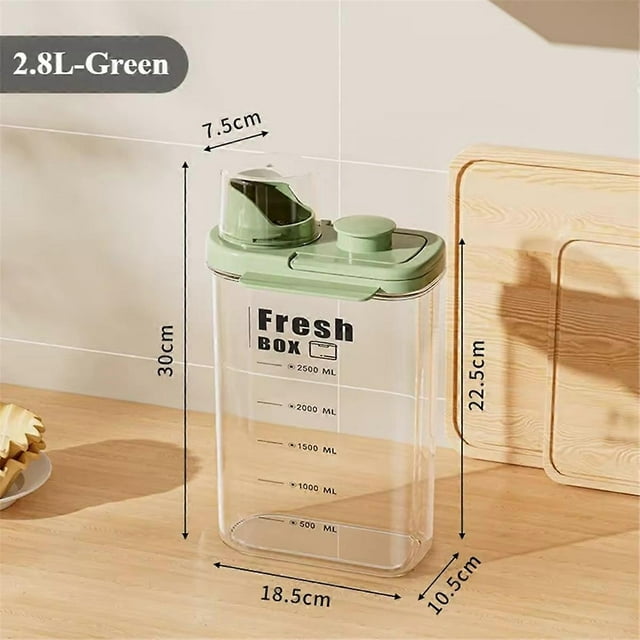 Airtight Food Storage Container Set - Moisture-Proof Kitchen Organizer with Measuring Cup, Fresh-Keeping Sealed Jars B