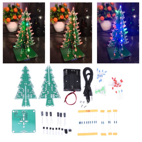 PCB de árbol de Navidad LED, kit de circuito electrónico de bricolaje de árbol de Navidad 3D, árbol de Navidad creado para el futuro