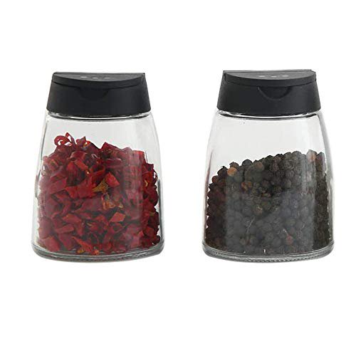 2PCS Glass Spice Jars with Shaker Pour Lid, Seasoning Shakers Glass