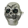 thumbnail image 2 of 3X Bronze Flip-Up Skull Cover Finger Ring Watch Stretchy Watchband for Unisex--Battery Included, perfect for Skull Lover, 2 of 7