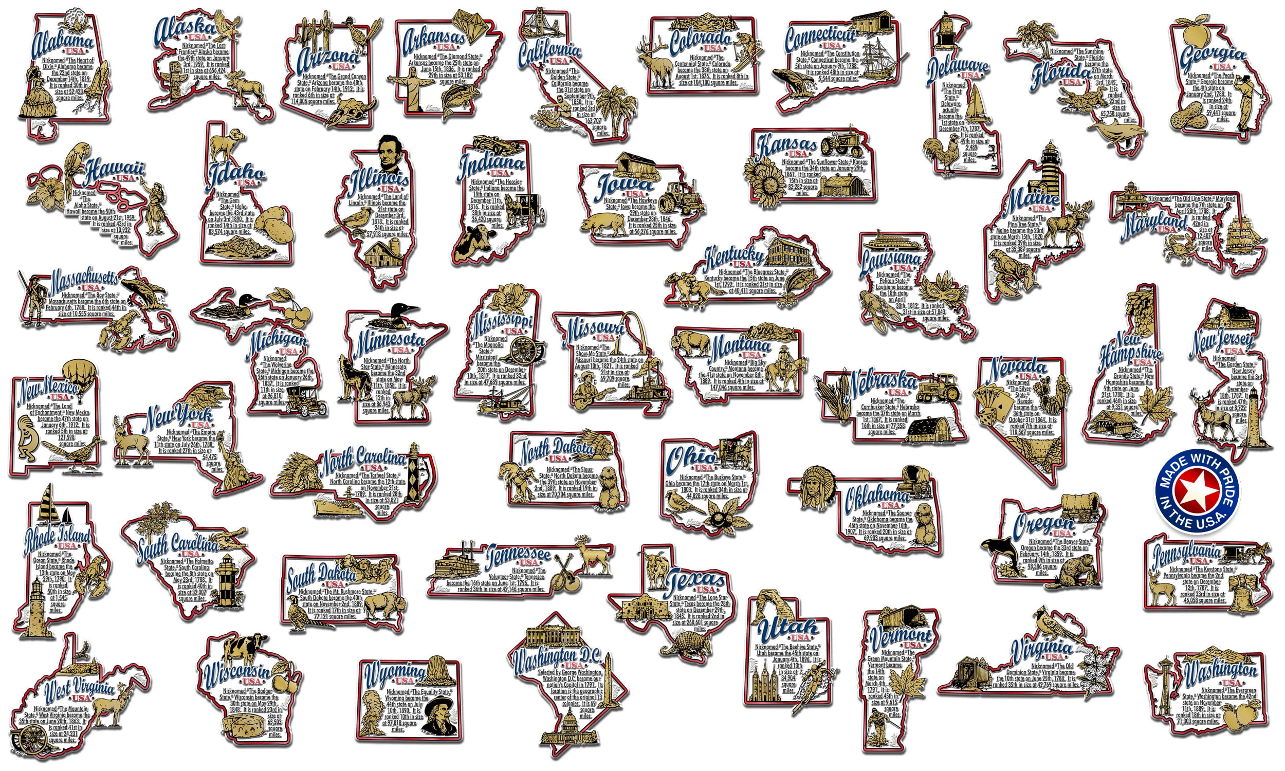 Informational U.S. State Set by Classic 51Piece Set