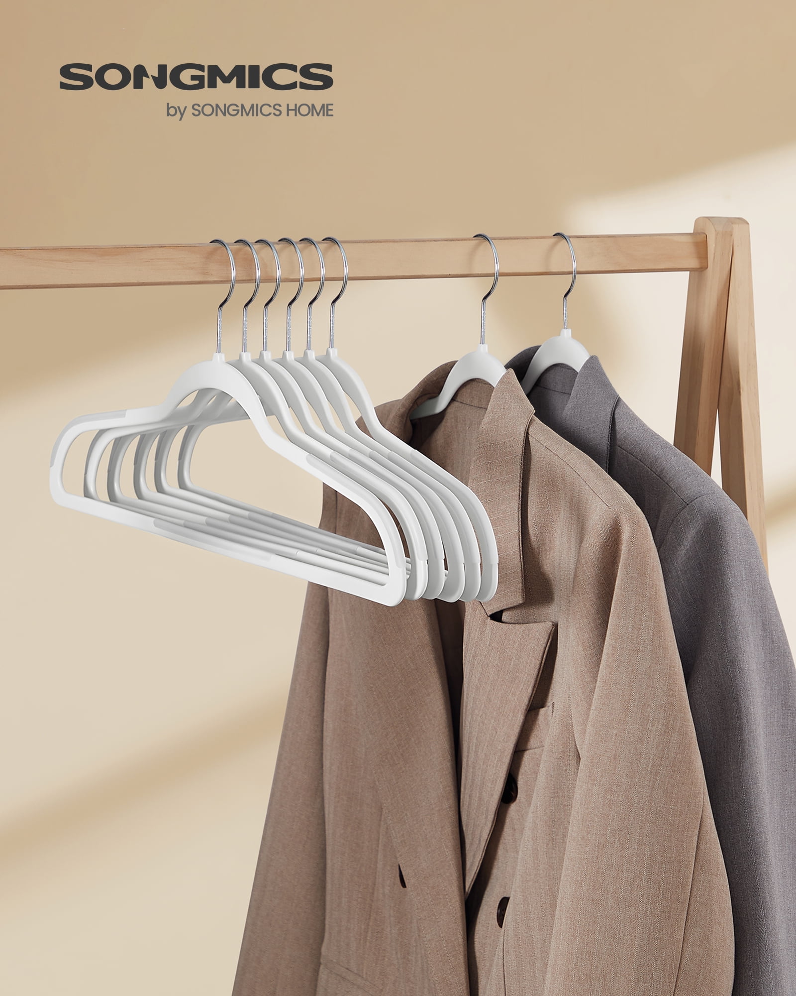 50-Pack Space Saving Plastic Hangers with 360° Swivel Hooks, Heavy Duty Closet Organizers for Coats, Dresses, Pants, Cloud White