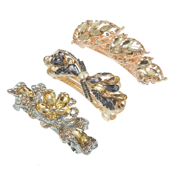 Unique Bargains 3Pcs Hair Barrettes Flower Butterfly Flower Shapes Hair Accessories for Women's
