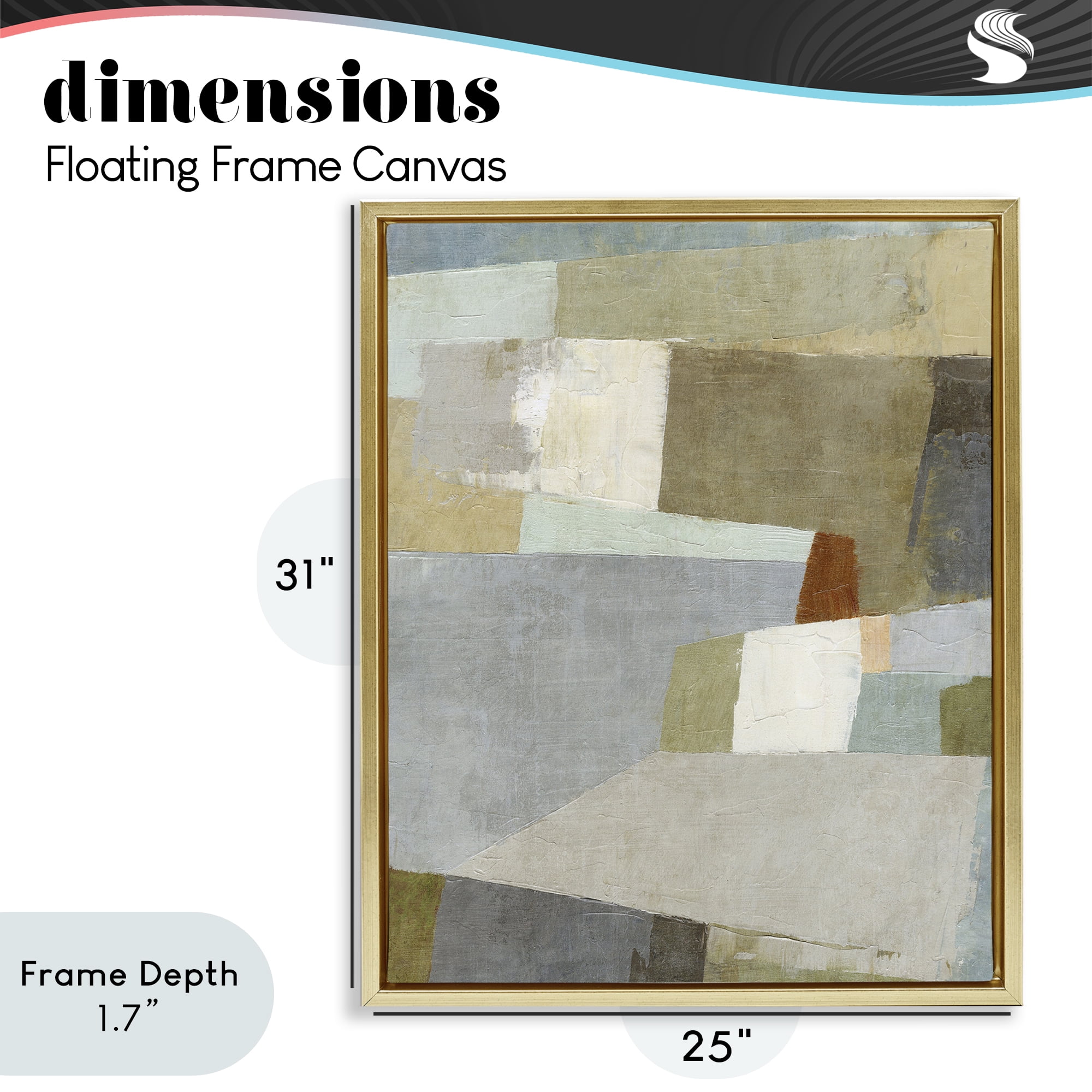 Stupell Industries Causeway Neutral Geometrics Gold Framed Floater Canvas Wall Art, design by Suzanne Nicoll