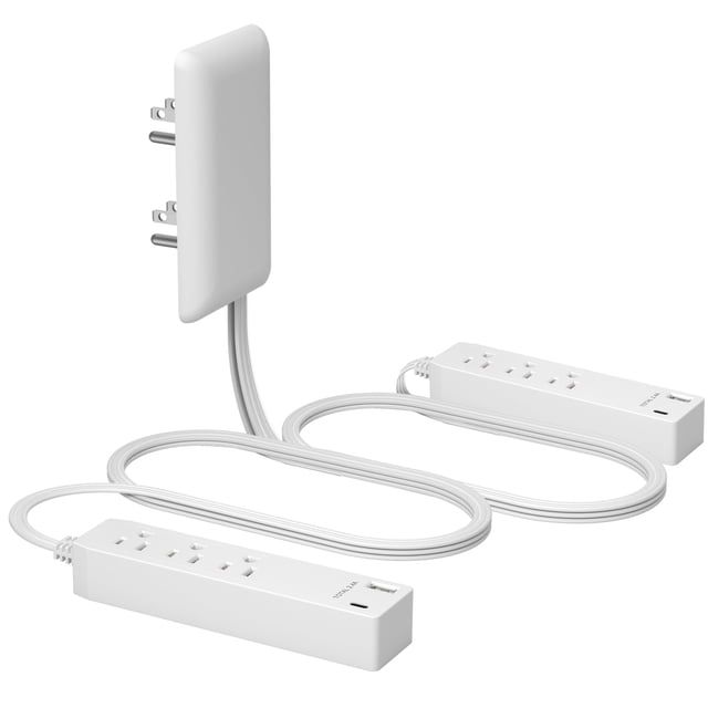 Extensor de enchufe LIDER con 3 receptáculos, 2 tomas de corriente USB