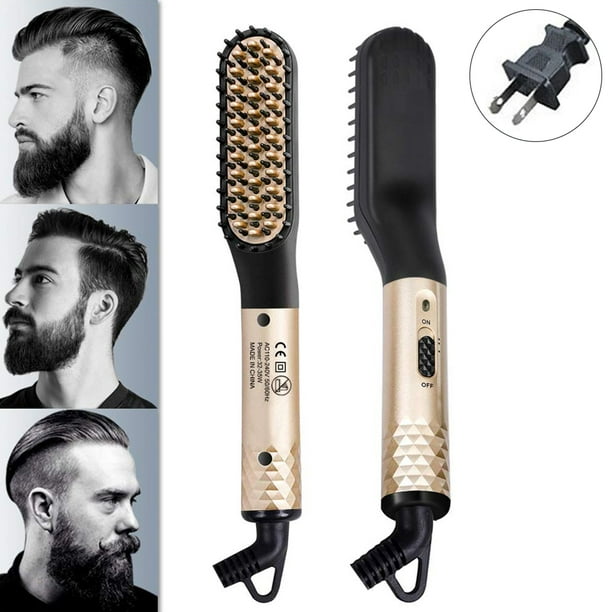 Alisador de barba, peine alisador de barba iónico calentado más rápido para cepillo eléctrico rápido Voltaje universal Viaje portátil Peinado de cabello Barba larga Vhermosa 2036112-1