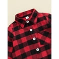 thumbnail image 5 of Bagilaanoe 2Pcs Toddler Baby Boys Christmas Outfits Letter Print Long Sleeve Plaid Shirt Tops + Jeans Denim Trousers 1T 2T 3T 4T 5T 6T Kids Fall Long Pants Set, 5 of 9