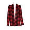 thumbnail image 5 of Women's Shawl Collar Plaid Cardigan Long Sleeve Elbow Patch Open Front Kimono Sweater Tops, 5 of 5