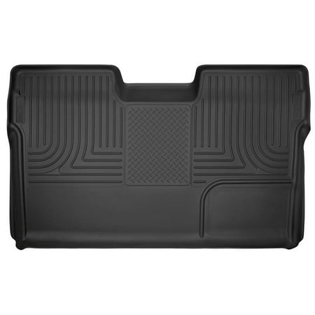 Husky Liners Weatherbeater Floor Mats | Fits 2009 - 2014 Ford F-150 SuperCrew Cab w/out Manual Shifter | 2nd Row, 1-pc Black - 19331