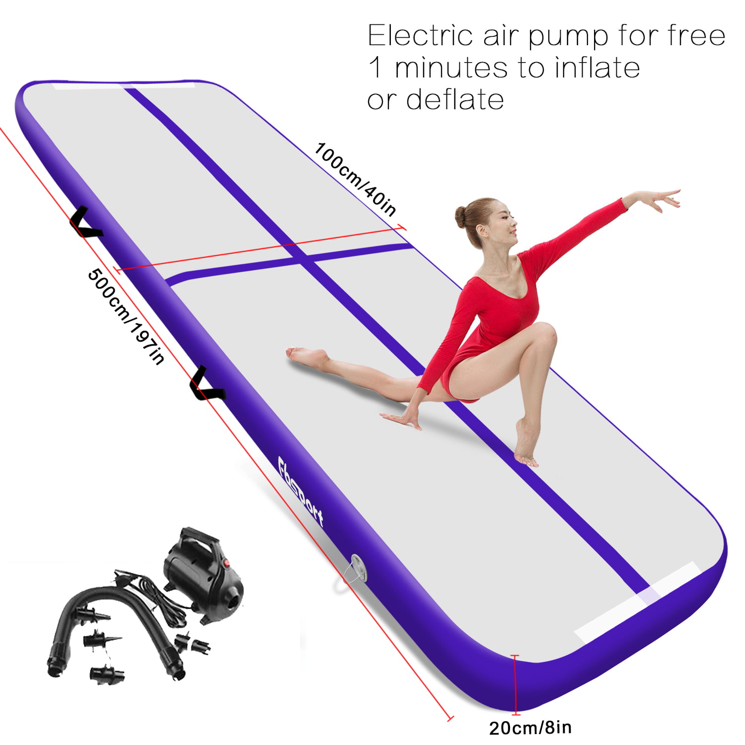 20cm Inflatable Air Track Tumbling Gymnastic Mat Floor Home Training Mat 4/5/6M 