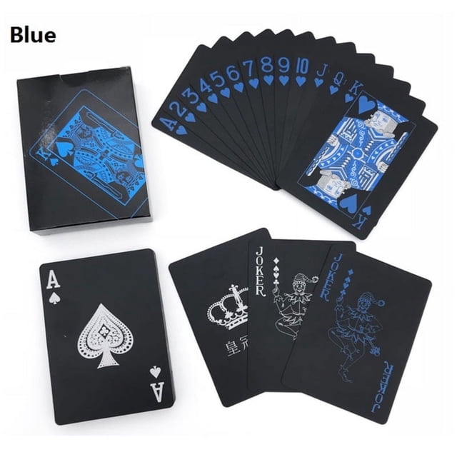 Waterproof Plastic Poker Playing Cards, Black PVC Poker Table Cards Classic Magic Tricks Tool Deck (54pcs)