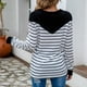 thumbnail image 5 of Mujeres Cuello Redondo Rayas Manga Larga Bloque De Color Jersey Tops Sudaderas Camisas Blusas para Oficina En Casa Negro L, 5 of 7