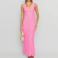 thumbnail image 6 of AJZIOJIRO Women Summer V-Neck Dress Sleeveless Casual Solid Color Sundress Straps Swing Dresses for Women S-XL, 6 of 9