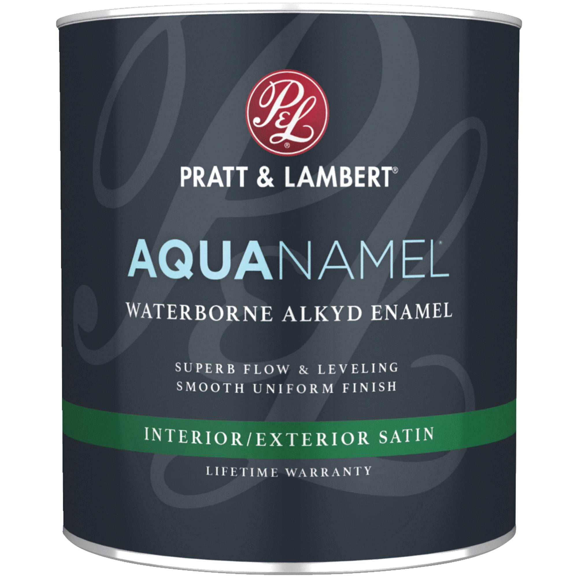Pratt & Lambert Aquanamel Waterborne Alkyd Satin Interior/Exterior Enamel, Deep Base, 1 Qt.