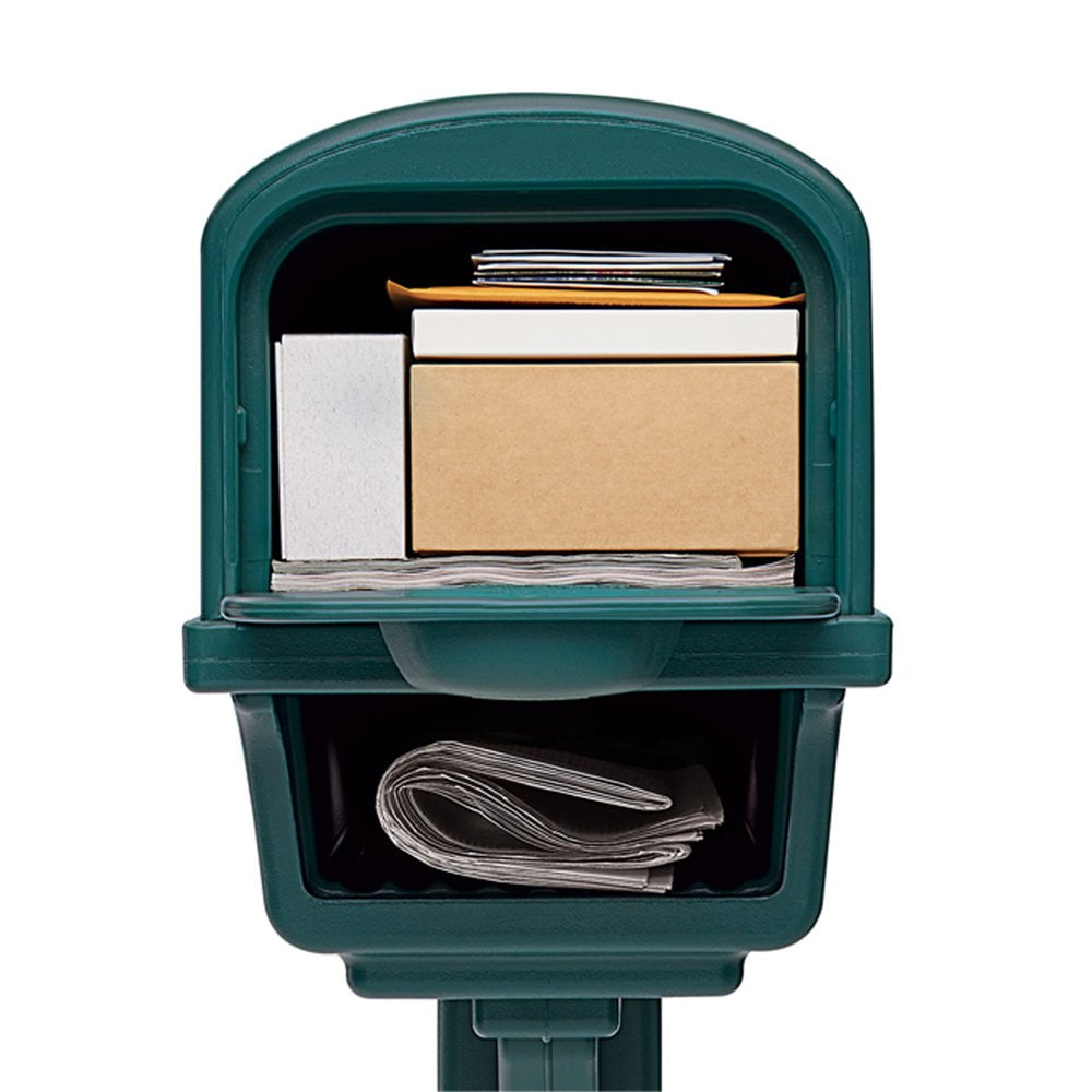 Gibraltar Mailboxes Gentry All-in-One, Large, Plastic, Mailbox and Post Combo, Green, GGC1G0000