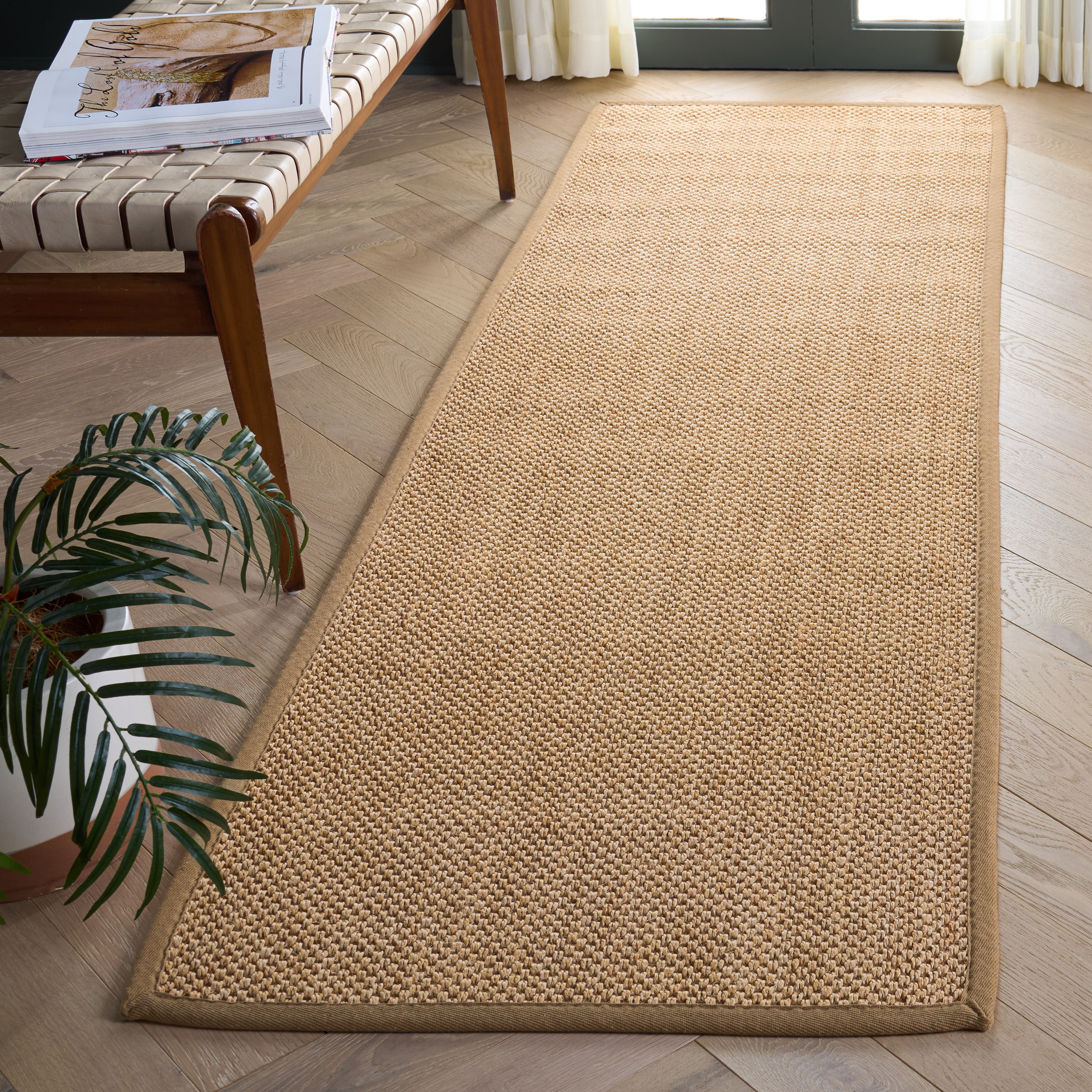 Safavieh Natural Fiber Jovana Solid Runner Rug, Maize/Linen, 2' x 8'