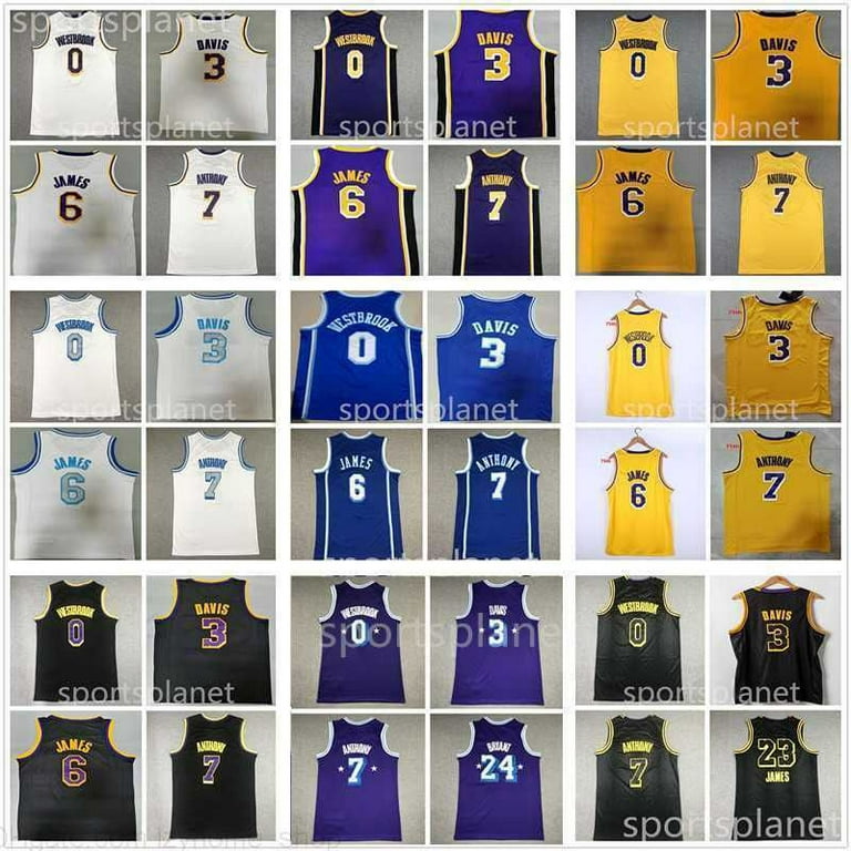 NBA_ 'NBA'2021-2022 Man 75th City''nba''Jerseys 23 James 6 Lebron Russell 0  Westbrook Carmelo 7 Anthony 3 Davis Jersey TOP Stitched 8 24 Purple Yellow  White Black Bryant 