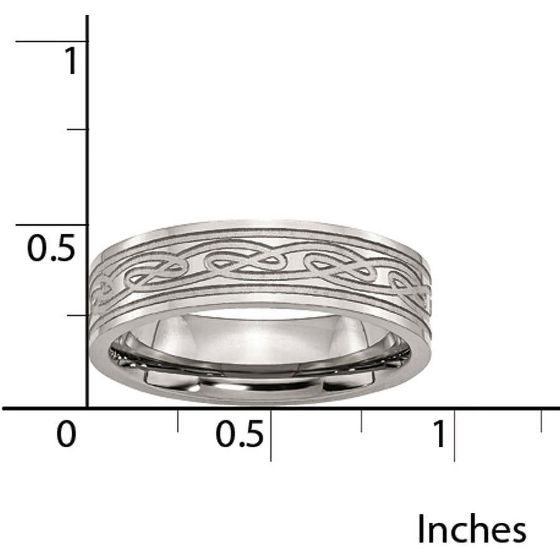 Primal Steel Stainless Steel Brushed Celtic Laser Etched 6mm Flat Band