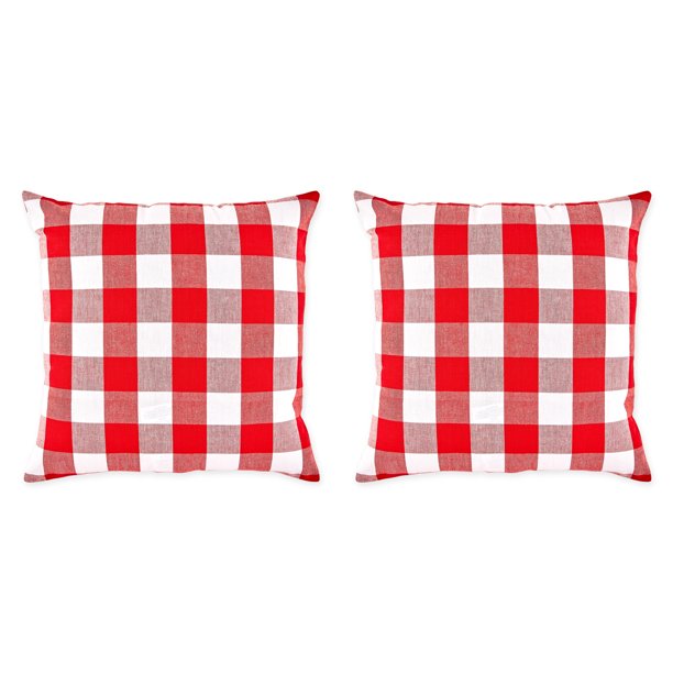 DII Red White Buffalo Check Pillow 20x20 Set 2 20x20 Walmart 