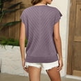 thumbnail image 4 of Short Sleeve Sweater for Women V Neck Trendy Summer Tops 2026 Beach Vacation Clothes Travel Business Casual Outfits Purple Pink XL, 4 of 8