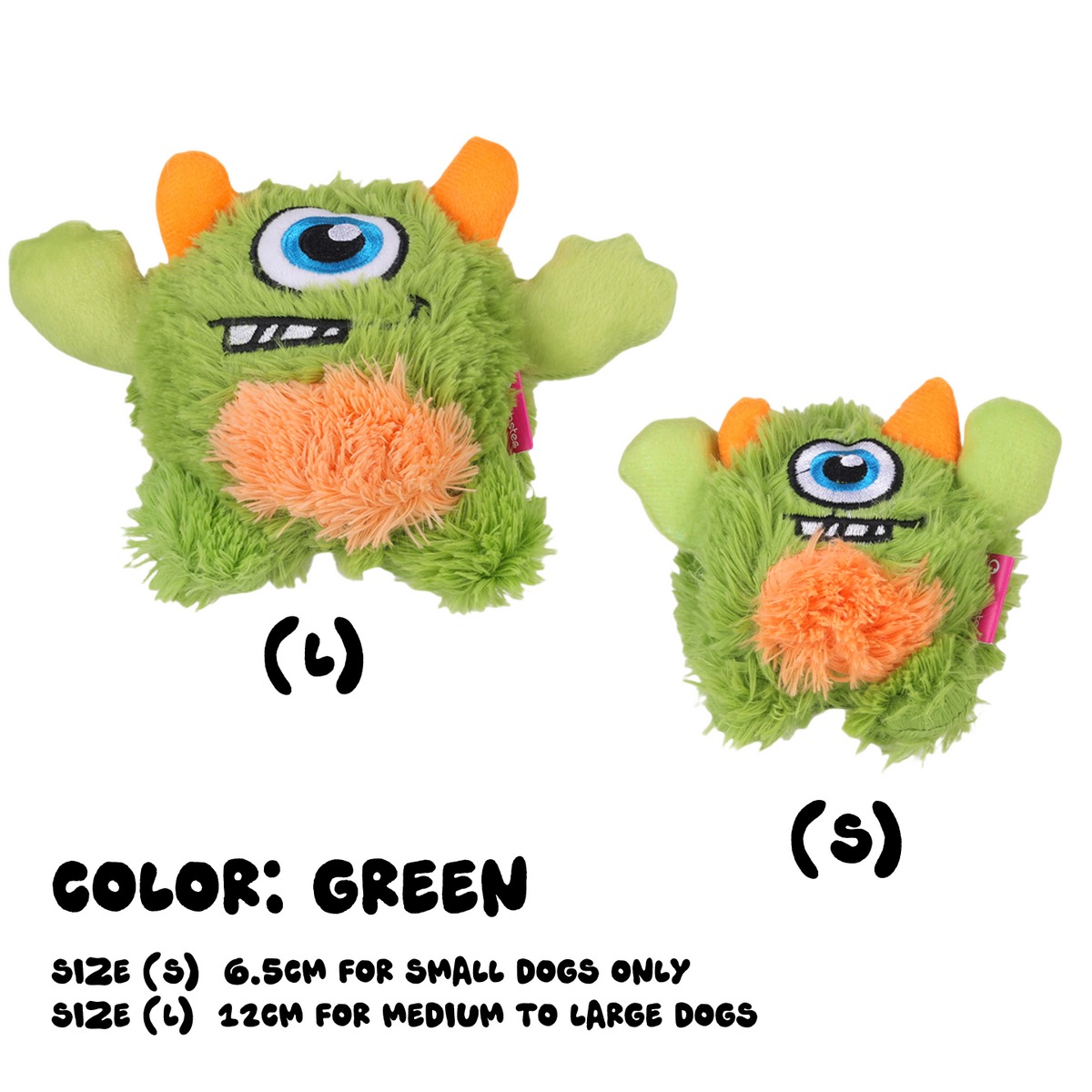 Mochoochoo Pet Chew Toys for Dogs - TPR Spike Ball Inside, Squeaker Interactive Bouncing Plush Toy for pet Teeth Cleaning, Puppy Teething & Play, Blue/Green, for Small Medium Dogs