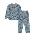 thumbnail image 2 of Wukai Underwater Animals and Flowers Print Women's Pajama Set - Soft Long Sleeve Sleepwear for Comfort and Style-Large, 2 of 9