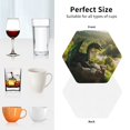 thumbnail image 6 of Vsdgher Deep Forest Stone Green Dragon Leather Coasters for Drinks, Durable Drink Coasters 4 Set for Tabletop Protection, Luxurious Home Décor and Housewarming Gift ( {designName})Hexagon, 6 of 6