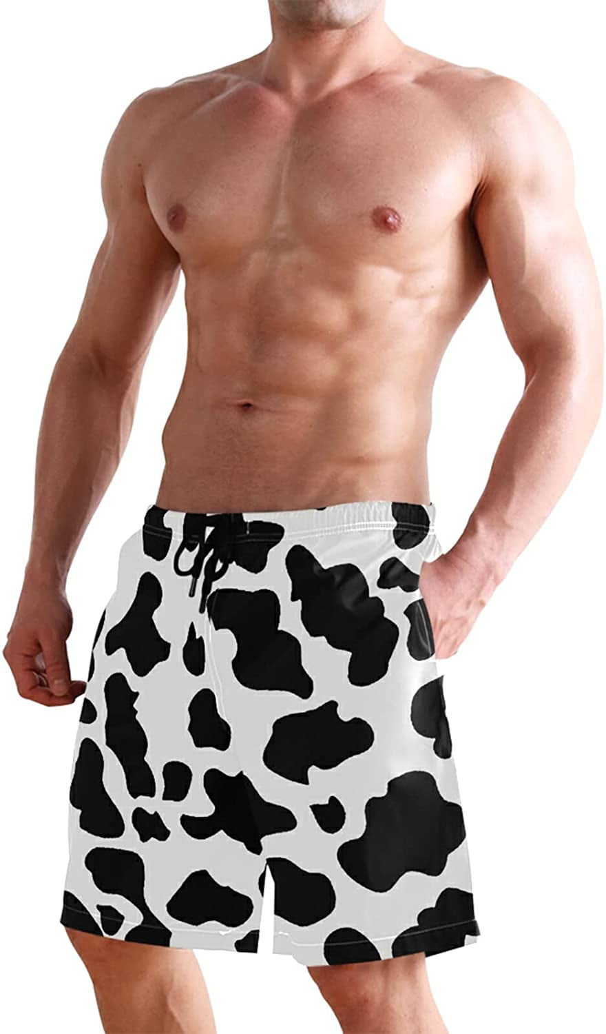 Mens cow shop print shorts