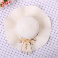thumbnail image 4 of Straw Sun Hats for Women - Lace Ribbon Bowknot Flower Decor Wide Brim Ladies Caps for Summer Beach, 4 of 7