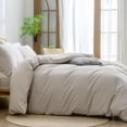 thumbnail image 6 of BESTOUCH Duvet Cover Set Queen 100% Washed Cotton Linen Feel Soft Chic Lightweight 3Pcs (Linen Grey, 90"x90"), 6 of 8