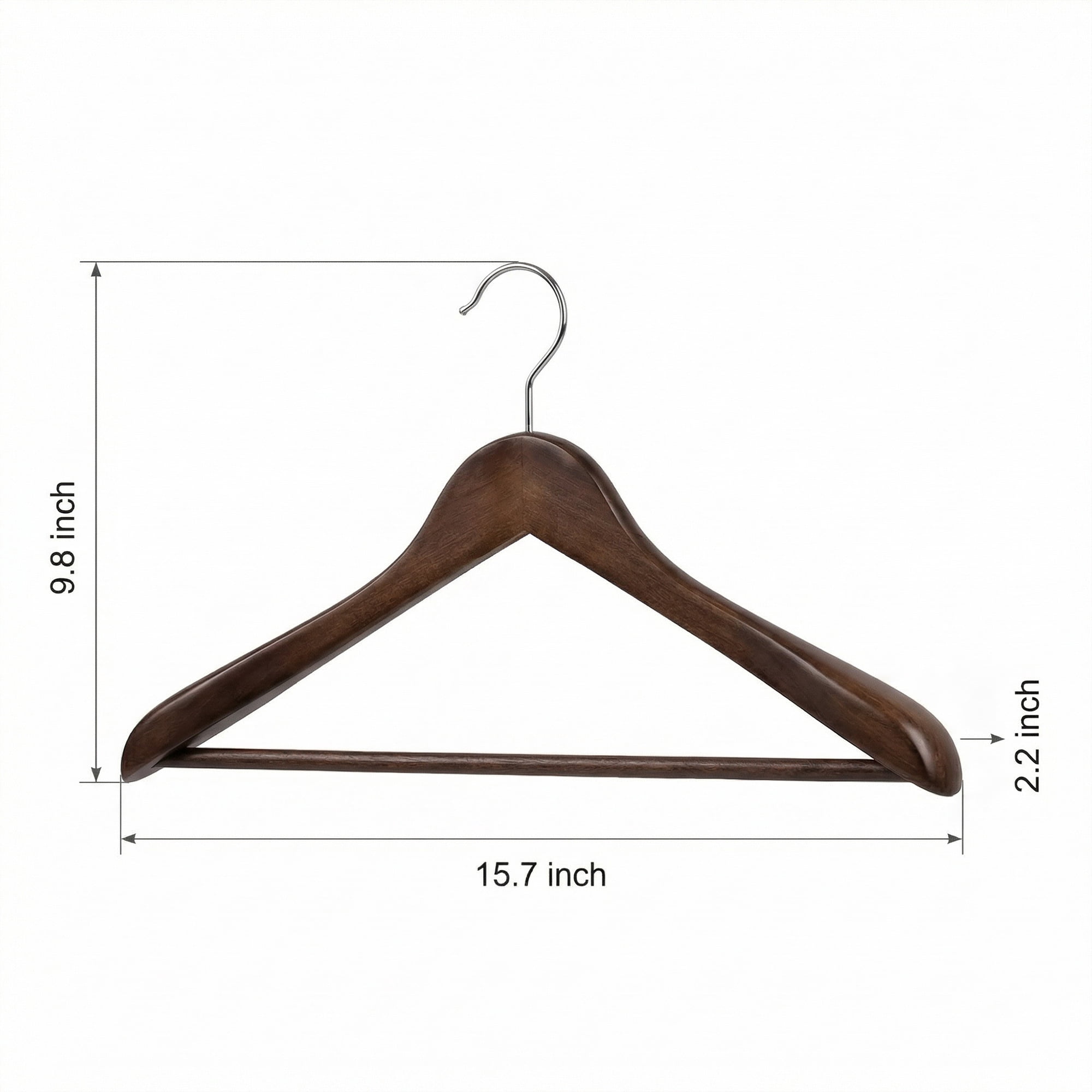 Unique Bargains 2 Pcs Wood Non-Slip Hangers with Clips for Clothing and Pants Dark Brown