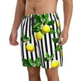 thumbnail image 2 of Kll Lemons On Striped Men'S Casual Summer Beach Shorts Hawaiian Shorts With Pockets-Small, 2 of 9