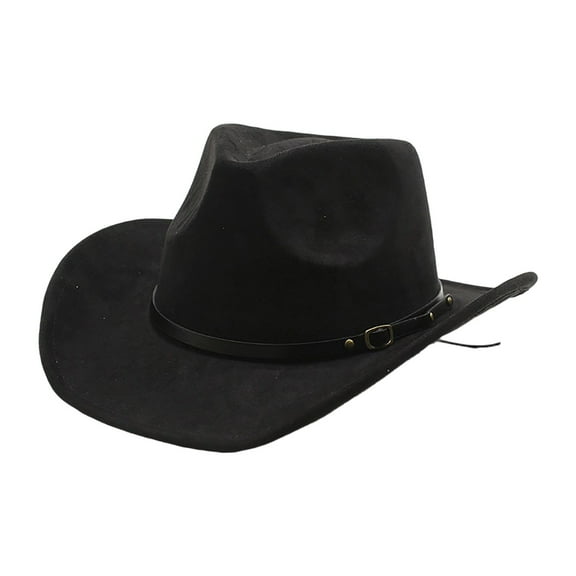 Wide Brim Cowboy Hat for Women & Men - Felt Western Cowgirl Hat with Decorative Hat Band, Suede Finish for Ranch, Rodeo, Country Music Festival and Outdoor Wear