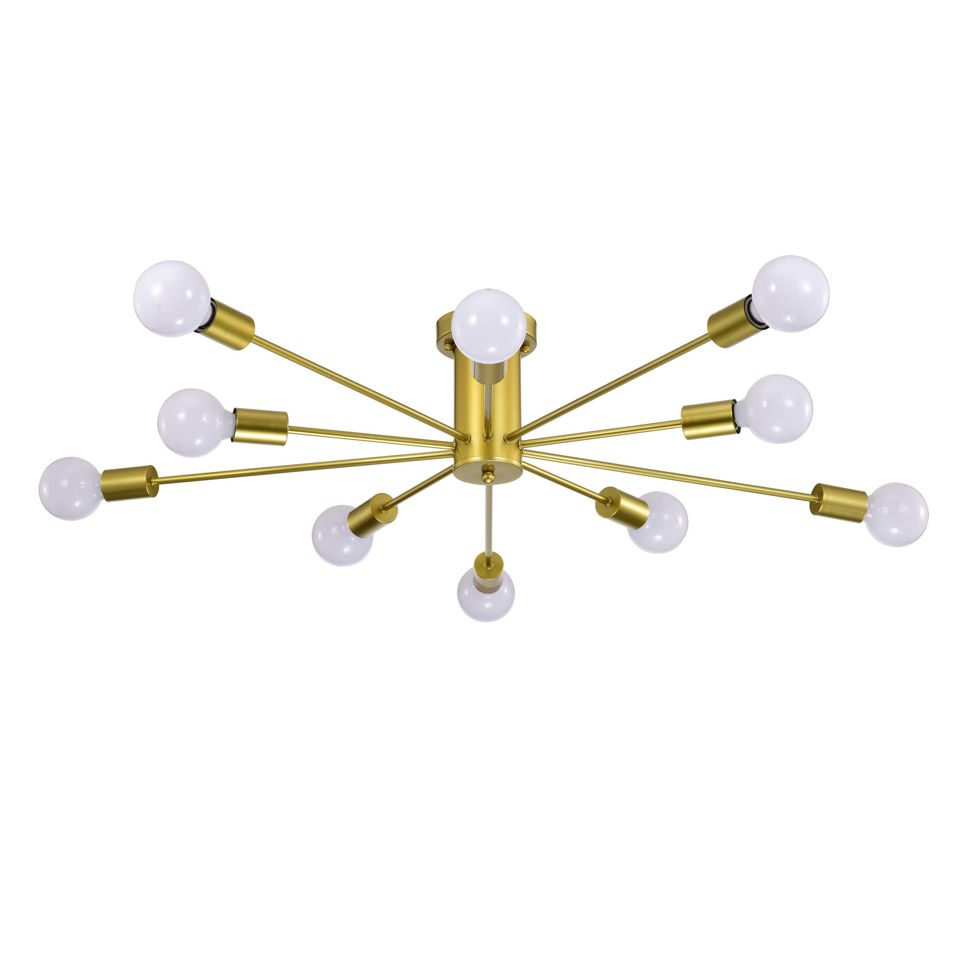Pimlin 38 in. 10-Light Indoor Matte Gold Finish Semi-Flush Mount Ceiling Light