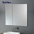 thumbnail image 4 of Taimei DIY Wall 2-Door Frameless Mirror Medicine Cabinet 30" Wx26" Hx4.5/8” D with Beveled Edges, Color Black, Bathroom Mirror Cabinet with Adjustable 2 Glass Shelves, Storage Cabinet by FOCA US, 4 of 8