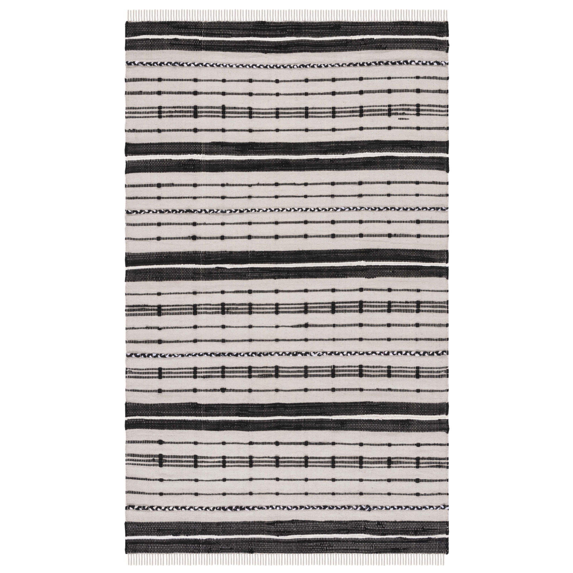 SAFAVIEH Striped Kilim Ottoline Striped Cotton Area Rug, Beige/Black, 8' x 10'