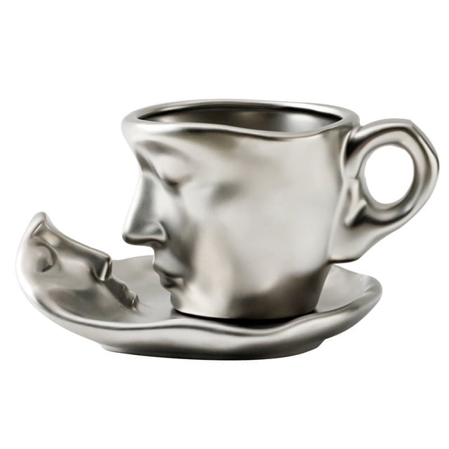 Taza de café con té negro italiano americano concentrado de cerámica creativa con personalidad artística facial, regalo de boda para el día de San Valentín