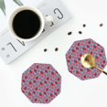 thumbnail image 4 of Yiaed Strawberries Print Leather Coasters for Drinks - Cup Coasters Coffee Table Kitchen Table Bar, Home & Office Gifts Handmade Drink Coasters-Octagon, 4 of 6