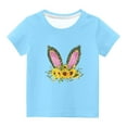 thumbnail image 2 of piuwrlz Easter outfits Short Tops Sleeve Shirts for Girls Boy Printed Round Neck Tops Shirt Undershirts Sky Blue Size 13 Years, 2 of 4