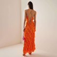 thumbnail image 3 of Vibrant Orange Ruffled Maxi Dress (S, Orange), 3 of 5