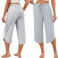 thumbnail image 2 of Ekouaer Womens Pajama Pants Capri 2026 Wide Leg Lounge Pj Pants Summer Comfy Drawstring Pajama Bottoms with Pockets, 2 of 5