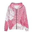 thumbnail image 3 of Renewold Comfy Sweatshirt Full Zip Up Hoodie for Women Valentine's Day Gifts Pink Rose Cricket Clothing Tracksuit Lightweight Long Sleeve Jacket Coat Size XL, 3 of 6