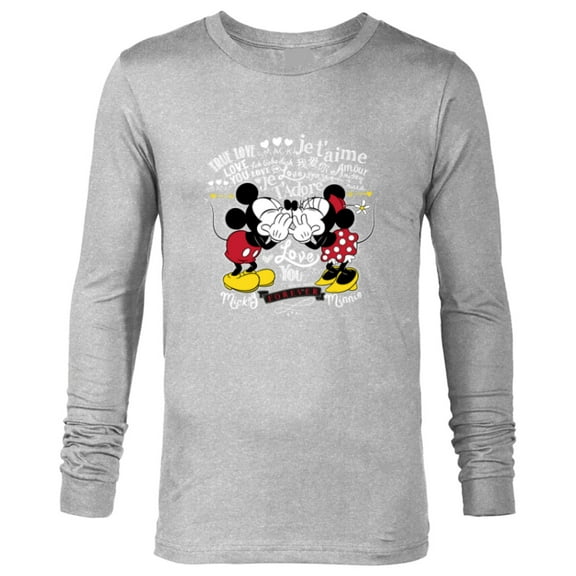 Disney Mickey & Minnie Mouse Love in Any Language Valentine - Long Sleeve T-Shirt for Men - Customized-Athletic Heather