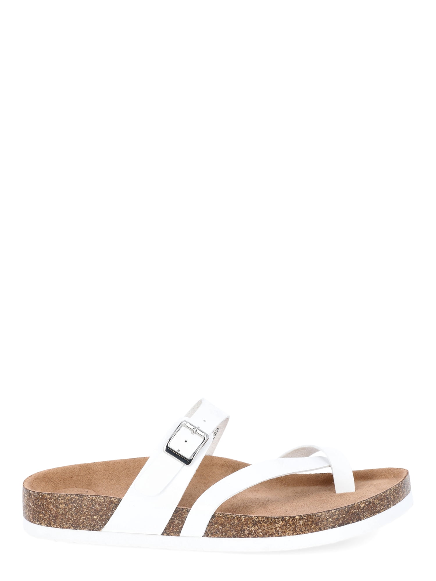 Time and Tru Women's Asymmetric Strap Footbed Sandals, Wide Width Available